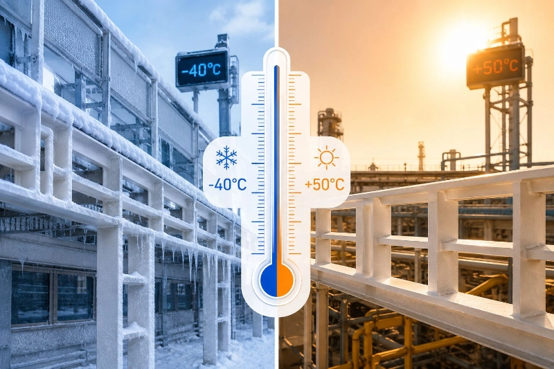 La maggior parte degli ingegneri sa che il FRP è resistente alla corrosione. Meno sanno come si comporta a temperature estreme